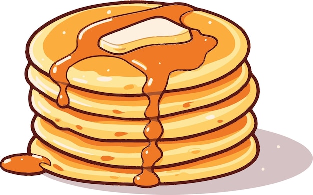 Vector a cartoon illustration of a stack of pancakes with syrup on it