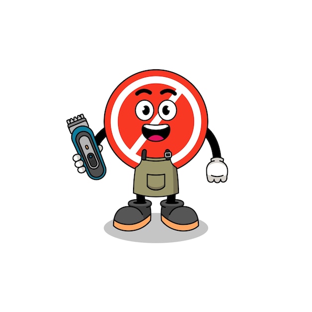 Cartoon Illustration of stop sign as a barber man character design