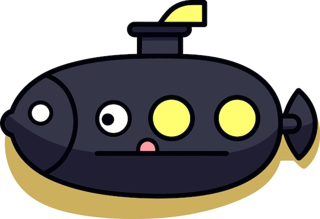 Vector a cartoon illustration of a submarine with a big eyes