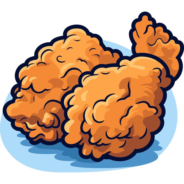 Vector cartoon illustration of two fried chicken pieces