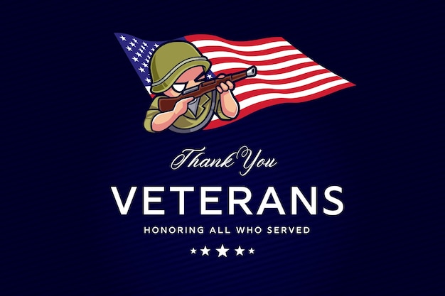 Vector cartoon illustration of us veteran army for veterans day november 11