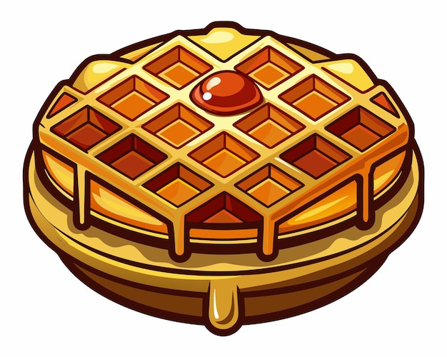 a cartoon illustration of a waffle with a red dot on the top