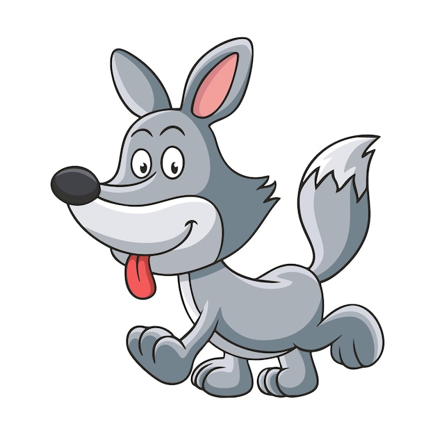 Cartoon illustration walking wolf