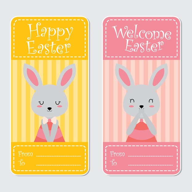 cartoon illustration with cute bunny girl suitable for happy Easter card 