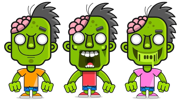 Cartoon Illustration With Green Zombie