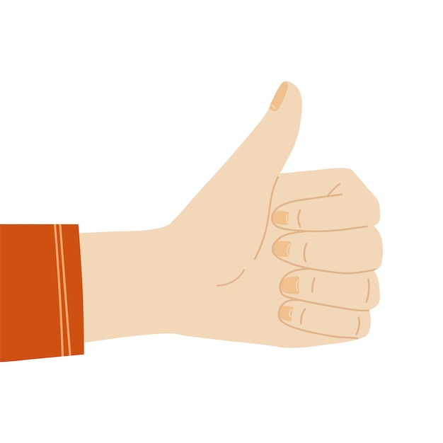 Cartoon illustration with hands Making thumb up gesture Hand showing symbol Like