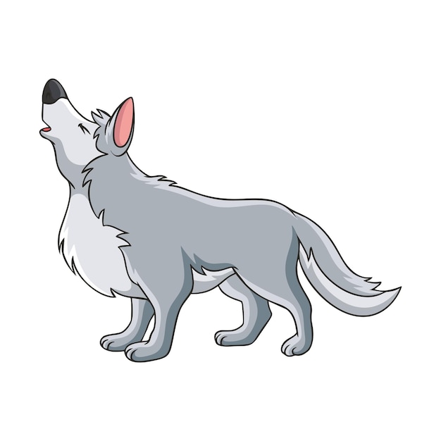 Cartoon illustration wolf roar