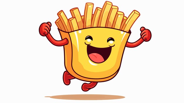 Vector a cartoon illustration of a yellow bag of fries with a happy face