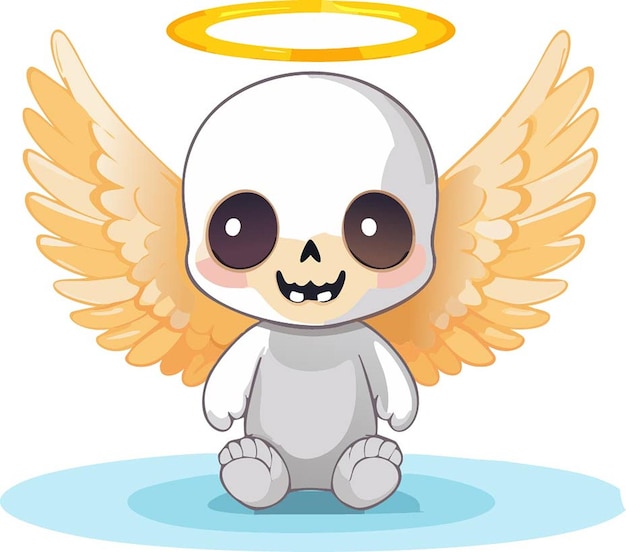 Vector a cartoon image of a angel with a halo and a cross on it