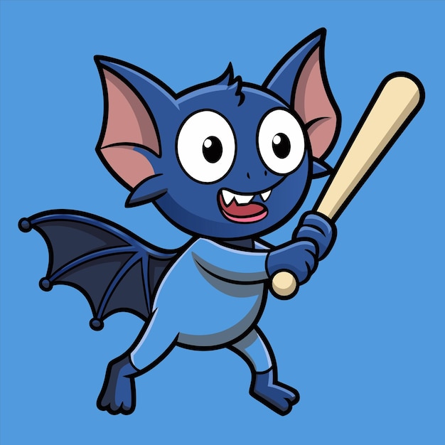 Vector a cartoon image of a bat with a blue shirt and a bat with eyes and eyes