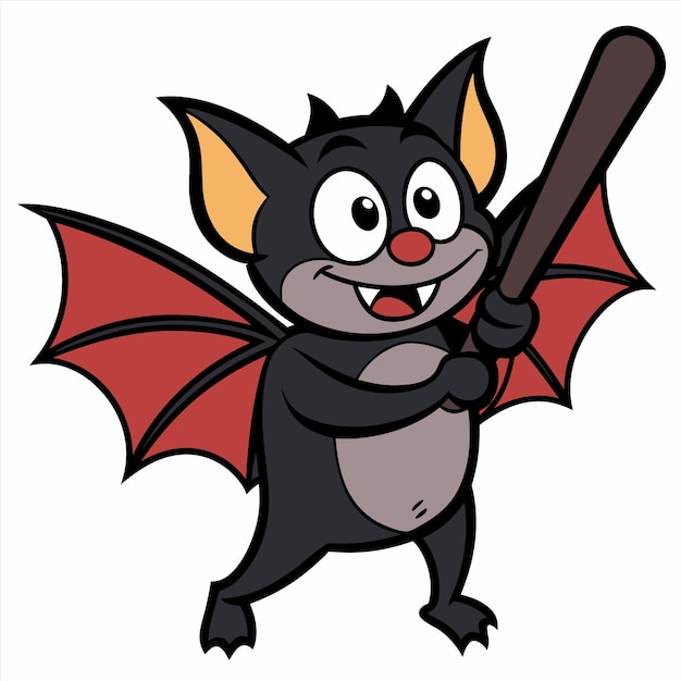 Vector a cartoon image of a bat with a red tail and the word bat on it