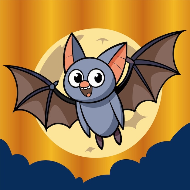 Vector a cartoon image of a bat with a yellow background