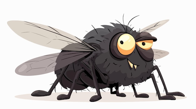 Vector a cartoon image of a black bug with yellow eyes and a large yellow eyes