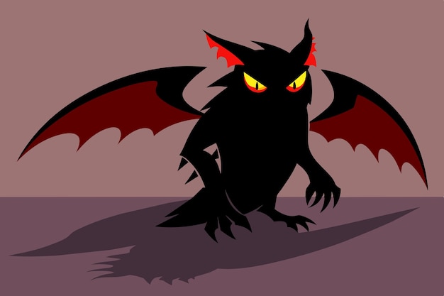 Vector a cartoon image of a black dragon with yellow eyes