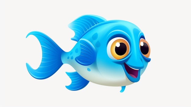 Vector a cartoon image of a blue fish with yellow eyes and a big yellow eyes