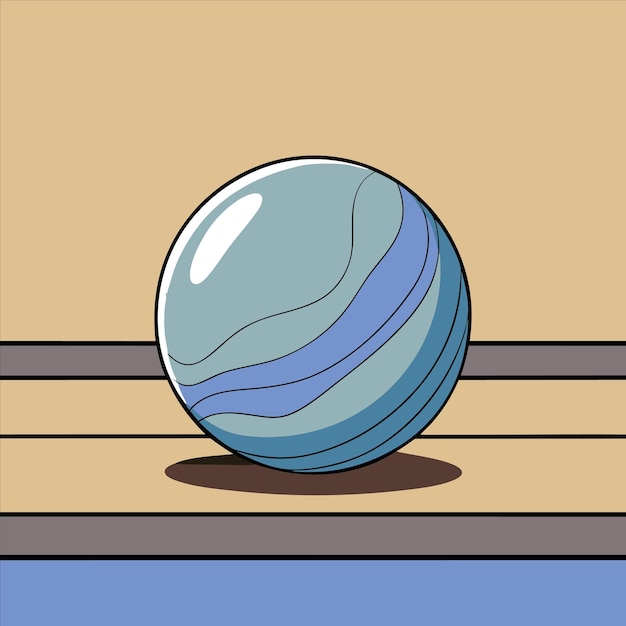 a cartoon image of a blue and white ball with a blue stripe