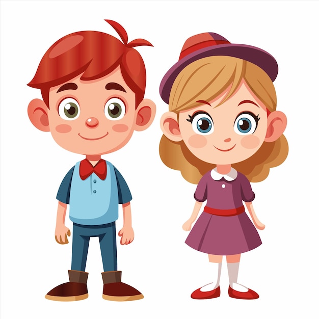 Vector a cartoon image of a boy and a girl with a hat that says quot the word quot on it