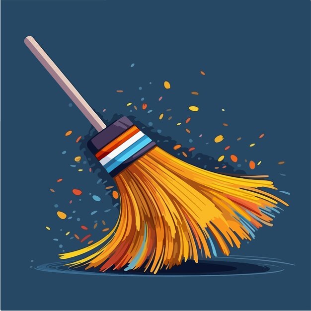 A cartoon image of a broom with the word broom on it