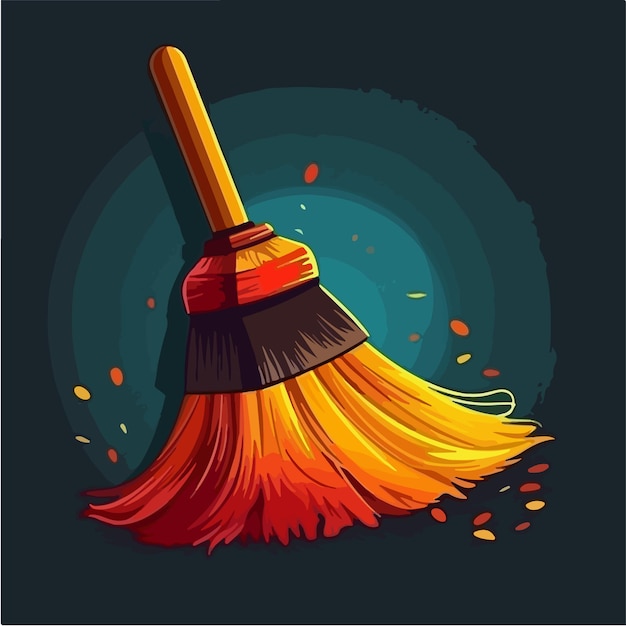 A cartoon image of a broom with the word broom on it