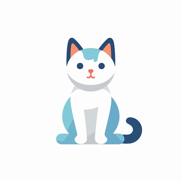 A cartoon image of a cat with a white and blue face.