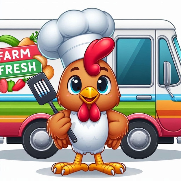 Vector a cartoon image of a chicken with a sign that says farm fresh