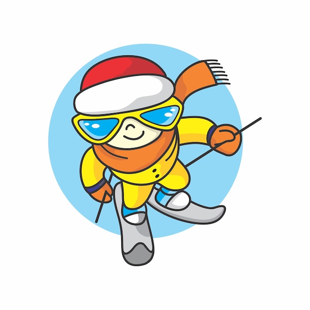 cartoon image of a child skier wearing a hat and goggles