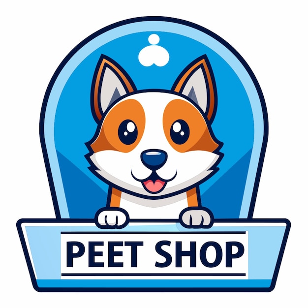 Vector a cartoon image of a dog shop that says pet shop