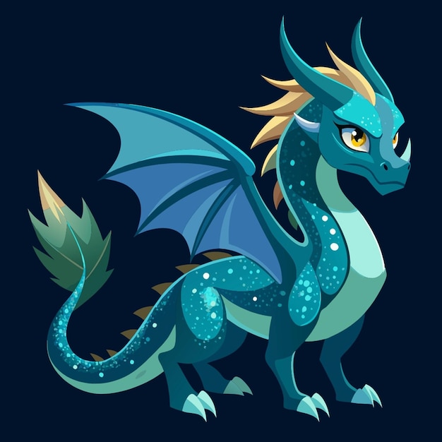 Vector a cartoon image of a dragon with a blue tail and tail