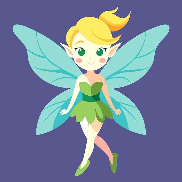 Vector a cartoon image of a fairy with a green eyes and a green fairy in the background