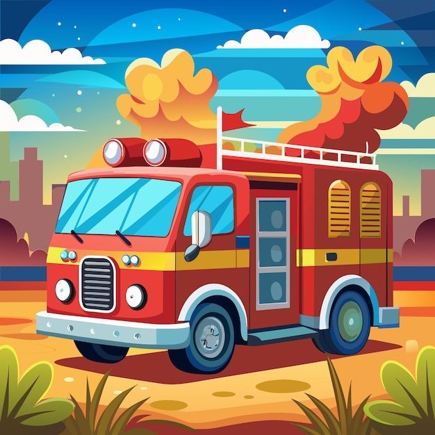 Vector a cartoon image of a fire truck with the word fire on it