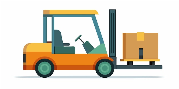 a cartoon image of a forklift with a crane on the side