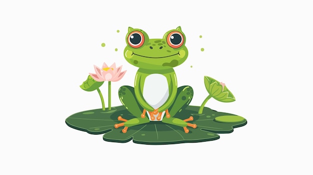 Vector a cartoon image of a frog with a flower and a flower in the background