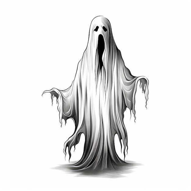 Vector a cartoon image of a ghost with a long white scary face