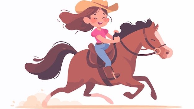 a cartoon image of a girl riding a horse