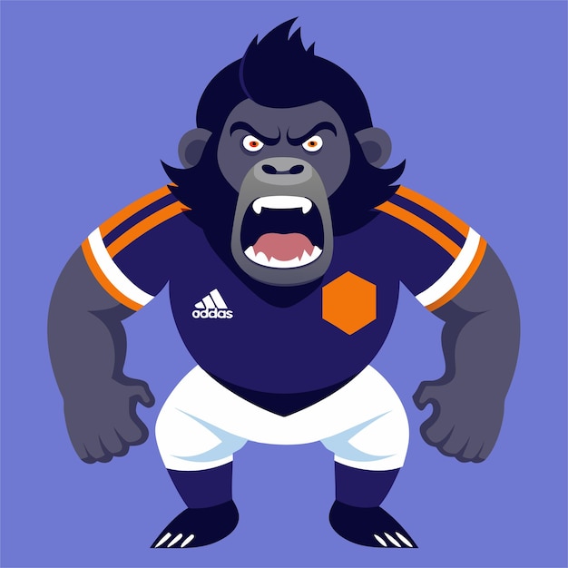 Vector a cartoon image of a gorilla wearing a red jersey with the word quot x quot on it