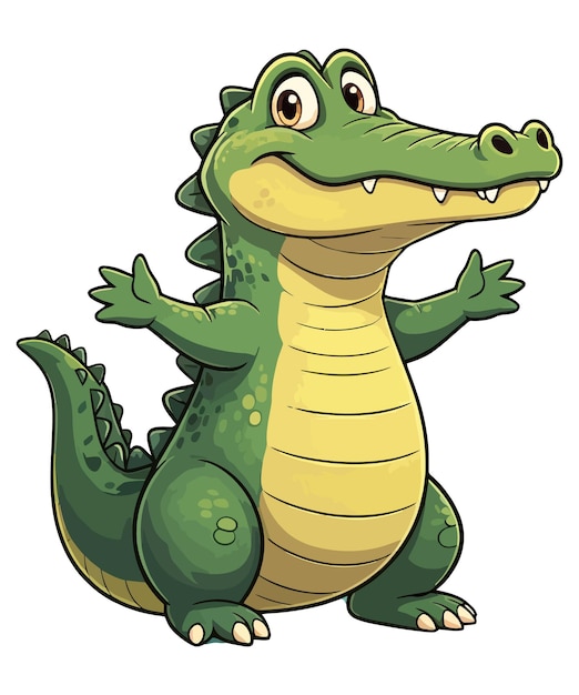 Vector a cartoon image of a green crocodile with a mouth open