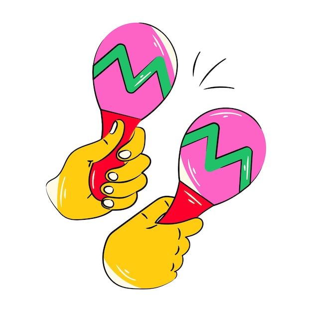 A cartoon image of a hand holding a maracas.