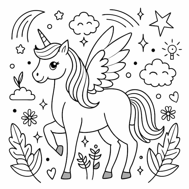 a cartoon image of a horse with an angel on its back