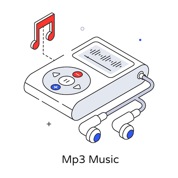 A cartoon image of a mp3 player with the words mp3 on it.