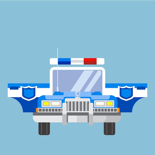 Vector a cartoon image of a police car with a shield on the top.