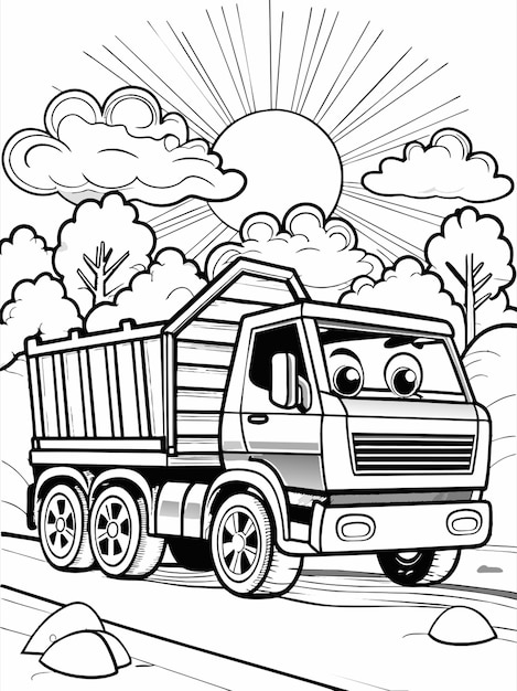 Vector a cartoon image of a truck with a face on the front