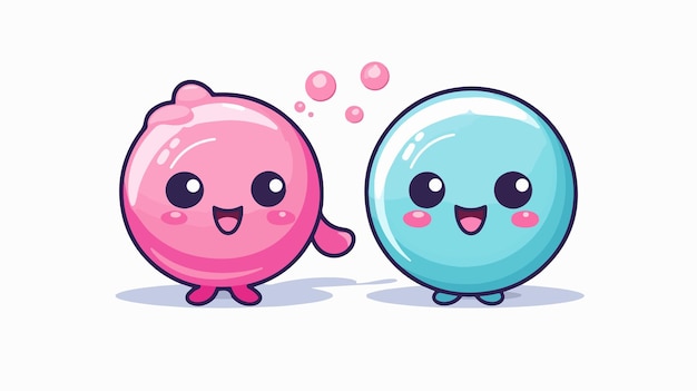 a cartoon image of two pink and blue toilets