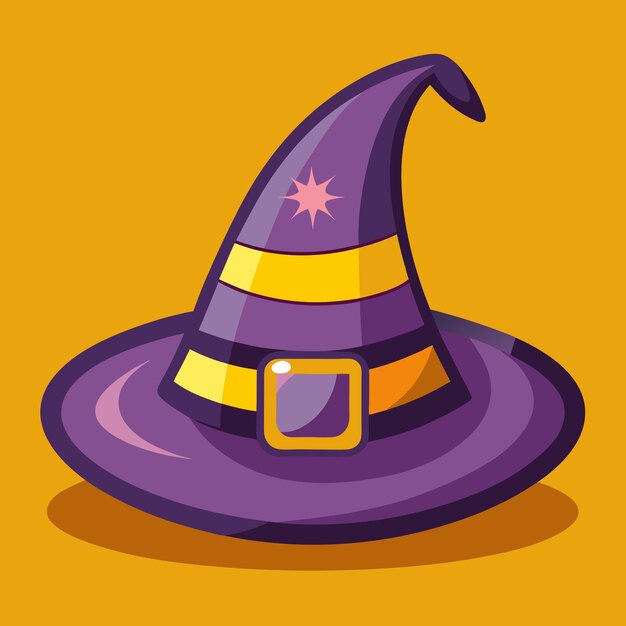 Vector a cartoon image of a witch hat with a gold band around the top