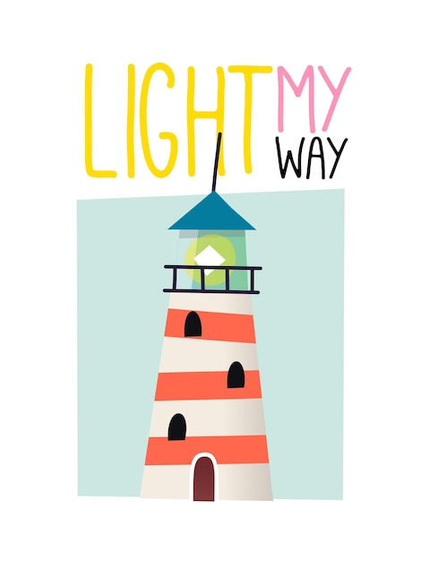 Cartoon image with slogan Lighthouse lighting the way