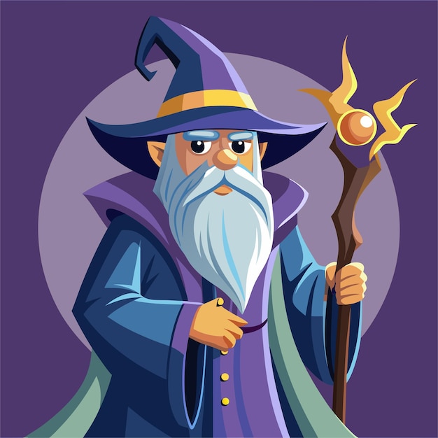 Vector a cartoon image of a wizard with a blue background