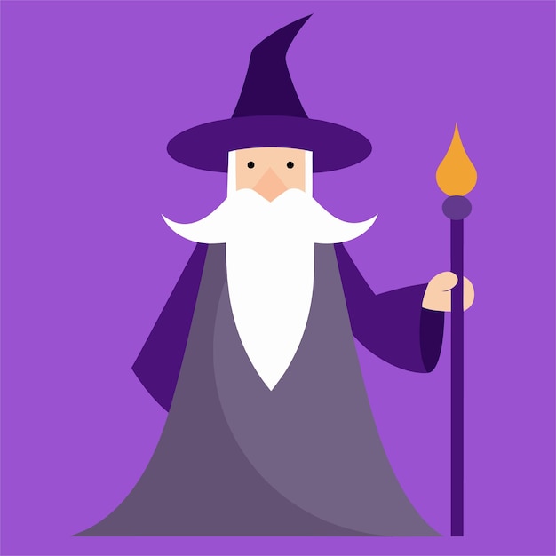 Vector a cartoon image of a wizard with a purple background