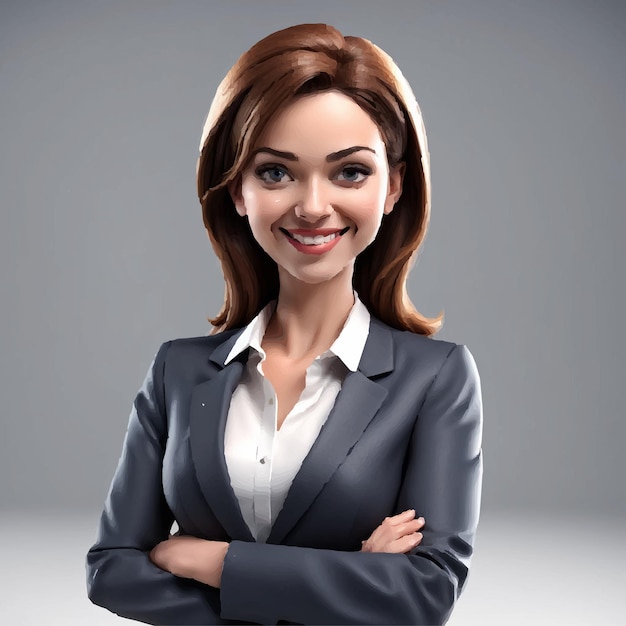 Vector cartoon image of a woman in a business suit with her hands on her hips