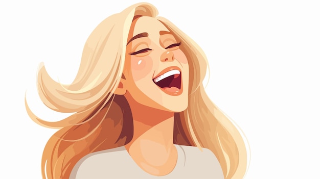 Vector a cartoon image of a woman laughing with her mouth open