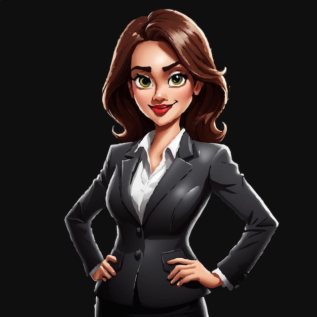 Cartoon image of a woman wearing a suit and tie