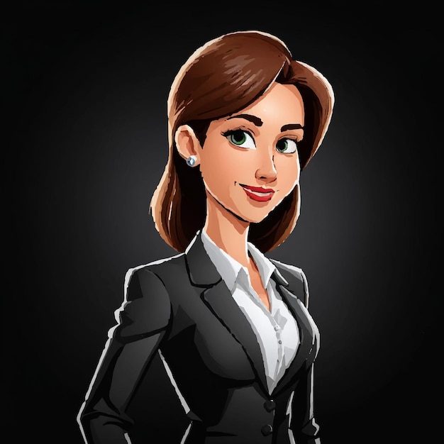 Cartoon image of a woman wearing a suit and tie